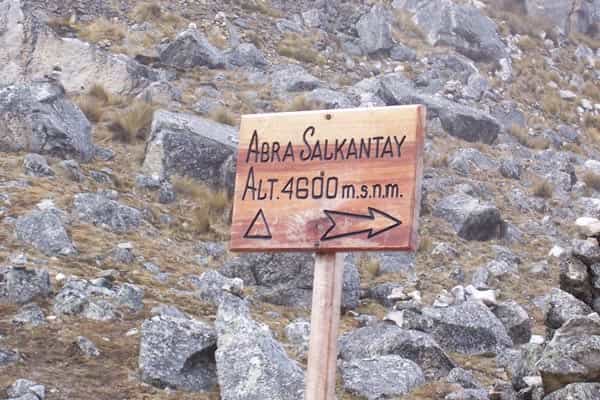 The Salkantay pass under cloud, the highest point of the route